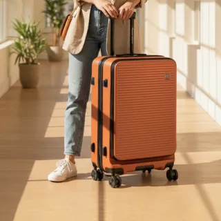 【American Explorer 美國探險家】24吋 前開式 上掀式 可加大 PC箱 行李箱 雙層防盜拉鍊 TSA鎖 CF62 旅行箱