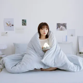 【翔仔居家】雙層紗刺繡 兩用舖棉被套/四季被/被單-小富士(雙人/純棉兩用被/雙人被子/純棉被套)