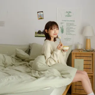 【翔仔居家】雙層紗刺繡 薄被套/被單-森語(單人/純棉薄被套/單人被子/純棉被套)