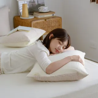 【翔仔居家】雙層紗刺繡 素色床包+刺繡枕套-3件組-繫心(雙人/雙人床包/純棉床包/床包枕套組)