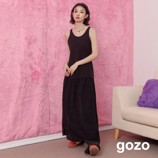 【gozo】透膚蕾絲☆搭背心洋裝(兩色)