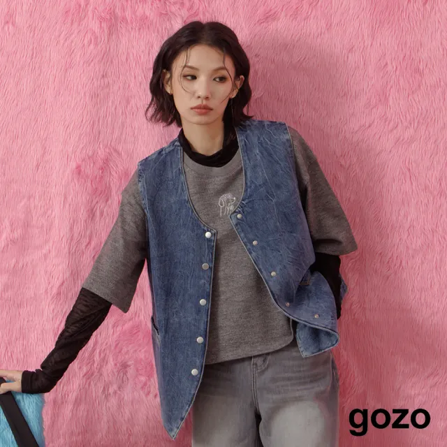 【gozo】復古牛仔西裝背心(兩色)