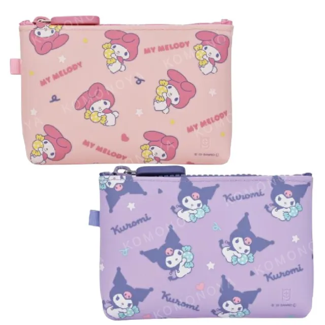 【小禮堂】Sanrio 三麗鷗 矽膠拉鍊收納包 滿版抱糖果 美樂蒂 酷洛米