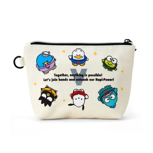 【小禮堂】Sanrio 三麗鷗 Hapidanbui  棉質船型化妝包 成團5週年