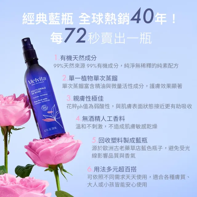 【Melvita 蜜葳特】玫瑰花粹隨行分享組(玫瑰花粹50mlx3)
