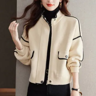 【Alishia】時尚簡約寬鬆立領短版外套 夾克 M-3XL (米/咖/黑)