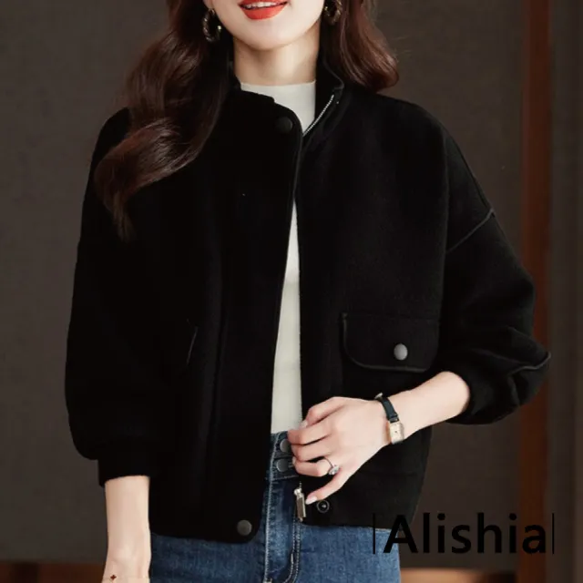 【Alishia】時尚簡約寬鬆立領短版外套 夾克 M-3XL (米/咖/黑)
