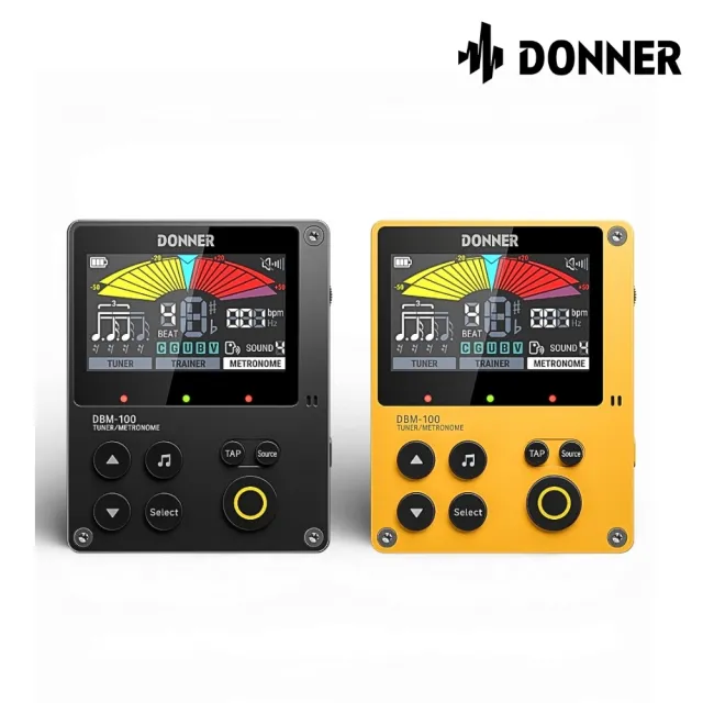 【Donner】DBM-100 二合一調音節拍器 黑黃兩款／極簡不凡（節拍器 調音器 充電式 數位 節奏 彩色螢幕）