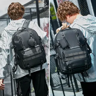 【KEDDY】雙11 電腦後背包-男款背包-機能後背包-工裝風格-大容量-黑色中性包-學生通勤包-男生包 