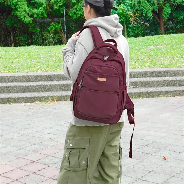 【Omnia】雙11 旅途必備大容量防RFID筆電後背包6111(復古紅)
