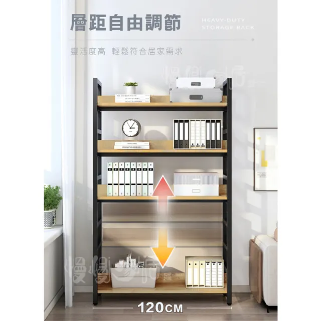 【慢慢家居】專人組裝-加大尺寸超耐重五層置物架-層板可調(W120x34x182cm)