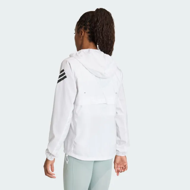 【adidas 愛迪達】Adi365 3s Jkt 女 連帽外套 運動外套 防風 白 黑 亞版(KQ8072)