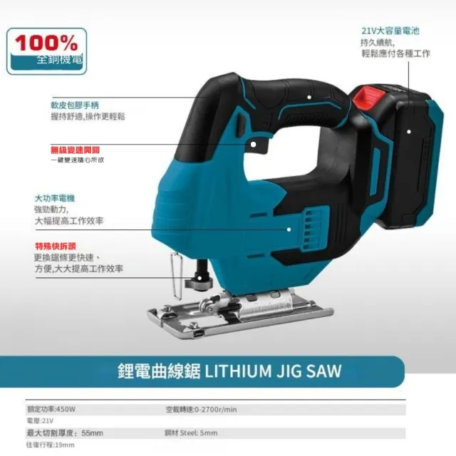 【森森機具】曲線機 線鋸機 牧田18v 通用款 1電池1充電器 (角度可調 切木板 切曲線 )