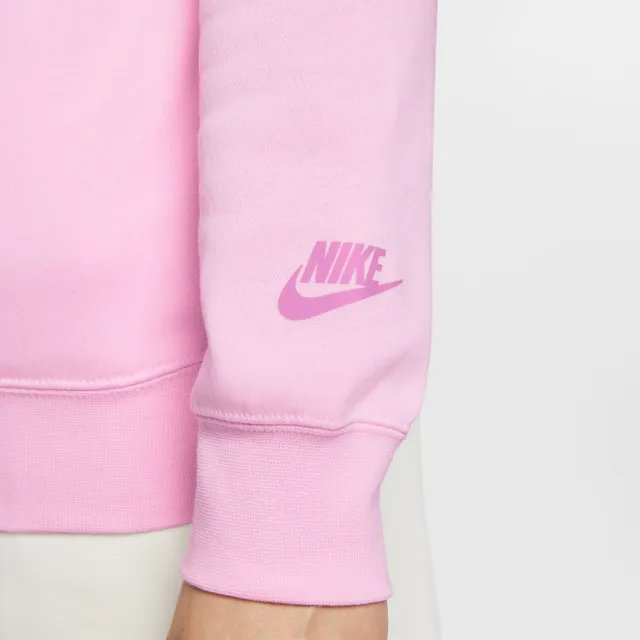 【NIKE 耐吉】長袖上衣 女 大學T AS W NSW CLUB FLC STD GX CREW 粉 IF0225-663