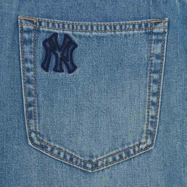 【MLB】女版牛仔丹寧 八分長裙 紐約洋基隊 (3FDSB0361-50INS)
