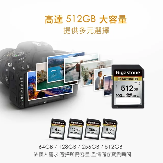 【GIGASTONE 立達】SDXC SD UHS-I U3 A1V30 4K 64GB高速記憶卡(64G 單眼相機/攝錄影機專用記憶卡)