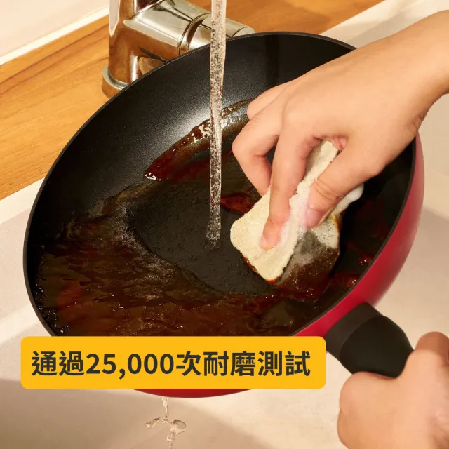 【MEYER 美亞】陶瓷不沾鍋 萬用 小炒鍋22CM - 革新紅系列(鍋深6.5cm/IH/電磁爐適用)