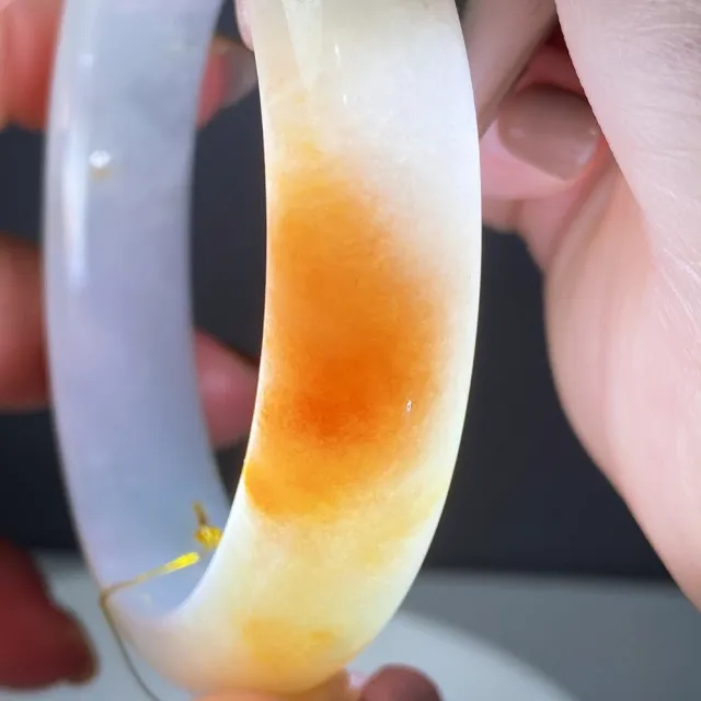 【玉我翡翠】翡翠手鐲 特色夕陽紅翡 手鐲 手圍17.9mm M83242 緬甸A貨翡翠(台灣權威認證證書/天然A貨翡翠)