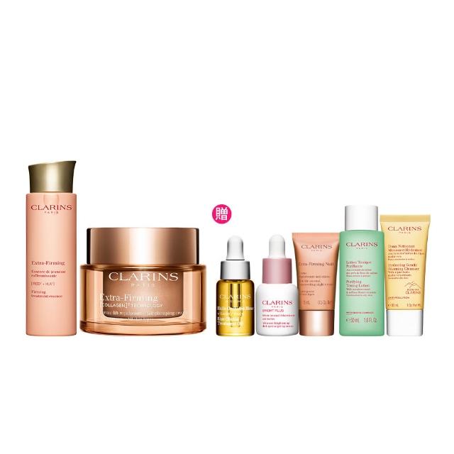 【CLARINS 克蘭詩】緊緻澎彈加倍組(煥顏緊緻膠原日霜50ml+煥顏緊緻彈力精華水200ml)