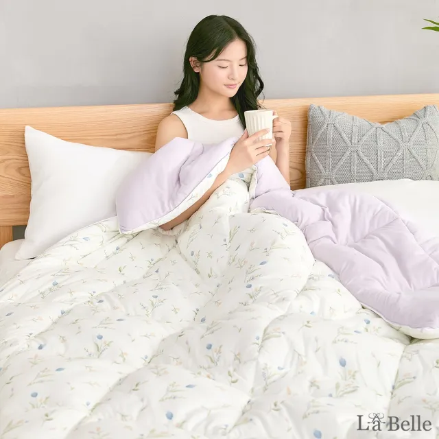 【Great Living 格蕾寢飾】La Belle 韓式雙色暖膚絨石墨烯可水洗雙人冬被(180x210cm韓國被/棉被/發熱被)