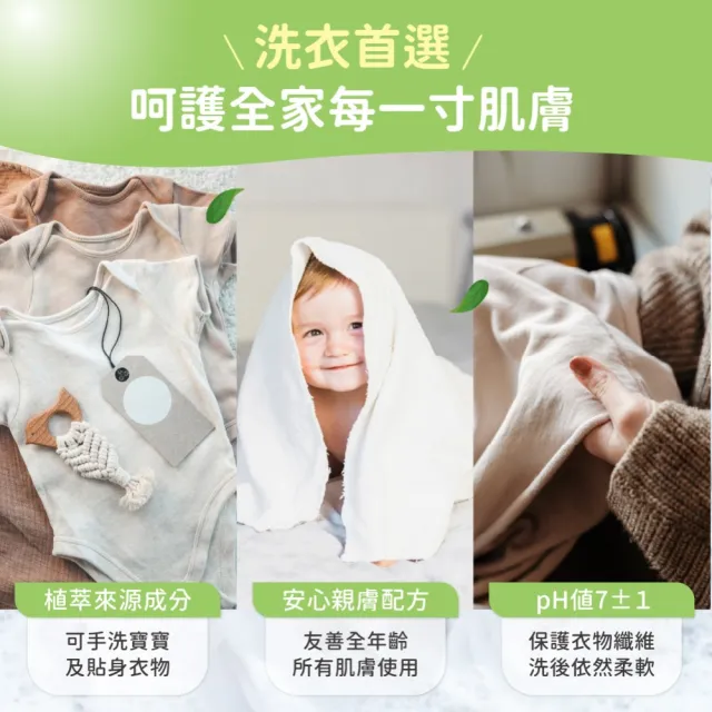 【清淨海】環保洗衣精檸檬補充包1500g 12入組(國民洗衣精/無螢光劑/低敏/機能服可用/滾筒可用)