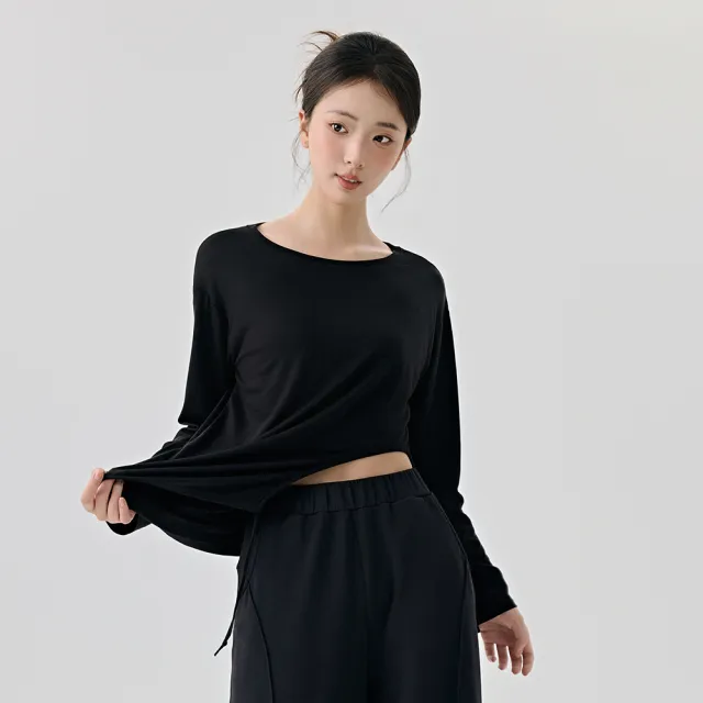 【BODYAIR】任2入 不對襯側鏤空莫代爾長袖上衣(瑜珈.慢跑.運動.健身.透氣.舞蹈.運動服)