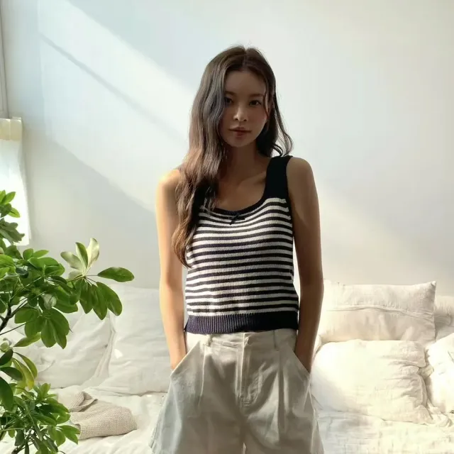 【SeasonsBikini 】韓國製條紋針織背心上衣-KK162