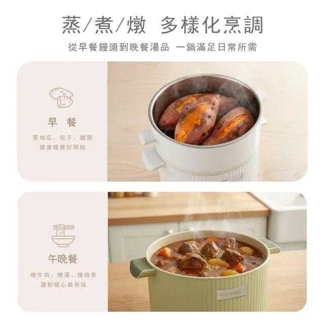 【NICONICO】輕食蒸煮陶瓷鈦料理鍋/美食鍋/電火鍋/快煮鍋(NI-GP2503)