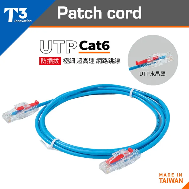(美國T3) 網路線 3M 防插拔  28AWG 極細超高速 CAT6 U/UTP(網路線 CAT6 UTP)