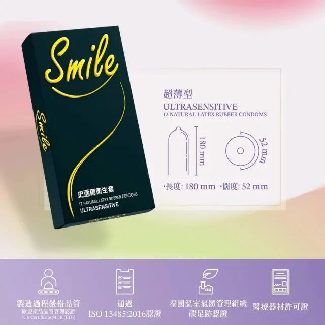 【smile 史邁爾】衛生套 保險套 超薄型五盒(衛生套/安全套/避孕套/避孕)