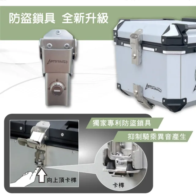 【Astutain】阿斯圖坦 45L 鋁合金車尾箱 機車後箱 機車後備箱 機車置物箱 機車行李箱 鋁箱(多色任選)