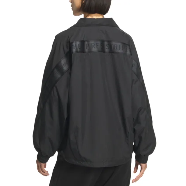 【adidas 愛迪達】Word Wv Jkt 女款 黑色 寬鬆 立領 全開式拉鍊 休閒 外套 JZ8444