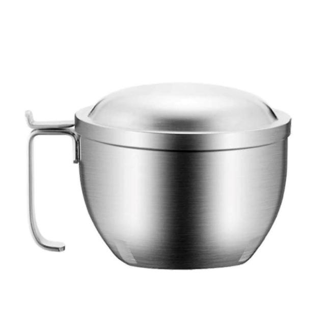 【SAEMMI】不鏽鋼可攜式雙層隔熱碗1300ML 2件組(304 不鏽鋼 湯碗泡麵碗 隔熱碗)