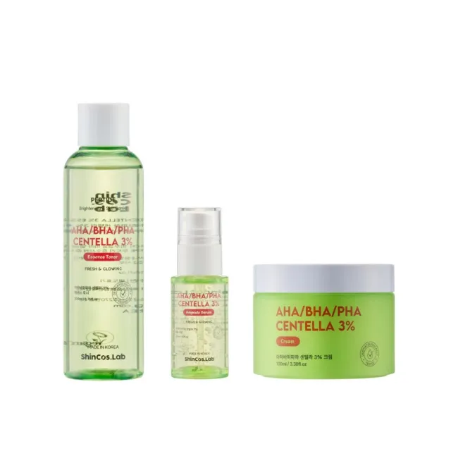 【ShinCos.Lab】韓國積雪草3%舒緩保養組(舒緩化妝水200ml+舒緩霜100ml+舒緩精華液50ml)
