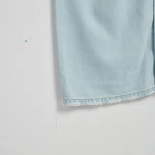 【SOMETHING】女裝 萊賽爾貼袋寬直筒褲(漂淺藍)