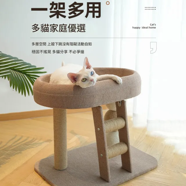 【IPSKY】小戶型貓爬架47公分(劍麻磨爪逗貓球 矮腳貓貓跳臺 貓窩貓樹一體 貓抓柱 胖貓無憂 四季通用)
