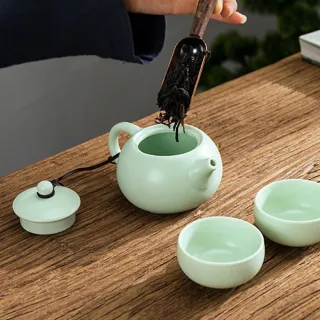【LIFE SHOP】汝窯旅行茶具套組 / 附收納盒(泡茶杯 旅行泡茶 茶杯 泡茶馬克杯 茶器套裝組)
