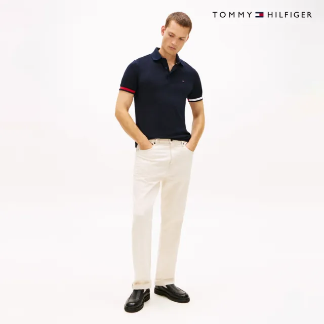 【TOMMY HILFIGER】官方旗艦館TH 袖口設計修身 Polo 衫_藍色