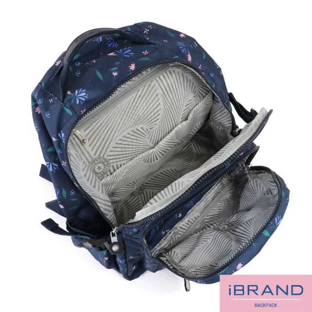 【iBrand】雙11 簡約輕盈防潑水印花大口袋後背包(防水包 多色任選)