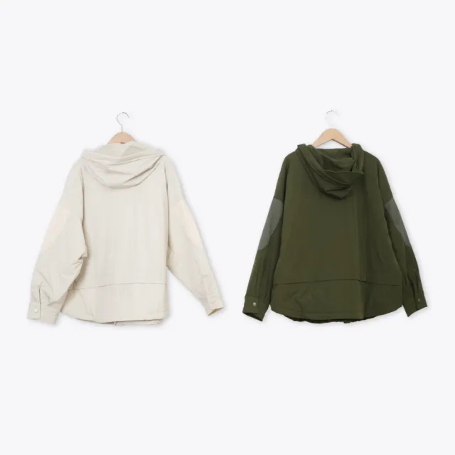 【MOSS CLUB】華夫格配布鋪棉連帽外套 綠 米(魅力商品)