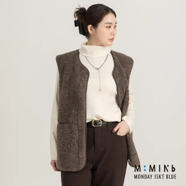 【M：MINb】高領寬鬆不勒脖針織上衣(米白/中大尺碼女裝/XL女裝/女裝/肉肉女穿搭/長袖/針織)