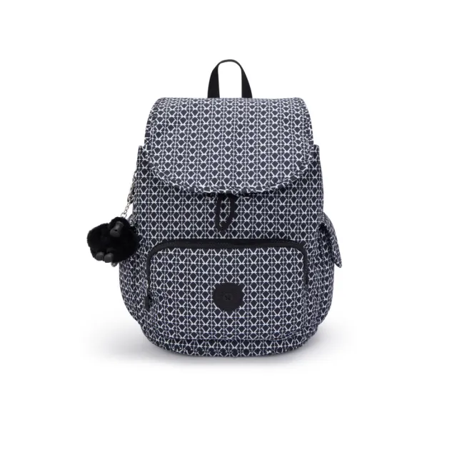 【KIPLING】『猴子包』經典老花拉鍊掀蓋後背包-CITY PACK S