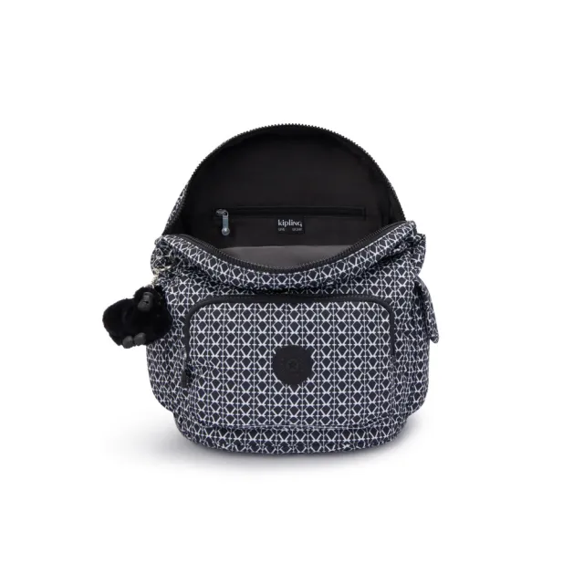 【KIPLING】『猴子包』經典老花拉鍊掀蓋後背包-CITY PACK S
