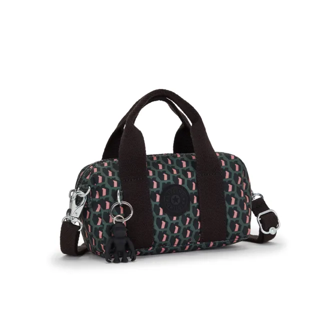 【KIPLING】立體K字母撞粉色輕巧圓筒手提肩背兩用包-BINA MINI