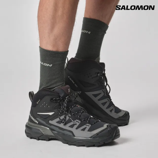 【salomon】X ULTRA 360 MID GORE-TEX 男款 中筒登山鞋 黑/磁灰/藍灰