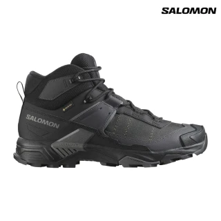 【salomon】X ULTRA 5 MID GORE-TEX 男款 中筒登山鞋 黑/瀝青/岩堡灰