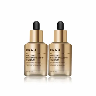 【DR.WU 達爾膚】保濕/緊緻/抗老★角鯊玫瑰果賦活精華油30ML(2入組)