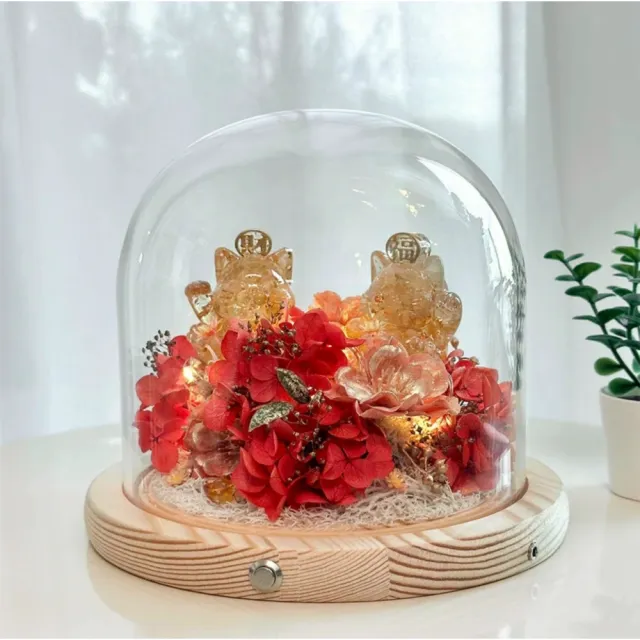 【OSTARA FLORIST 奧斯塔拉花藝】水晶擺件花禮『旺財旺福雙招財貓』系列(節日花禮、升遷祝賀、水晶)