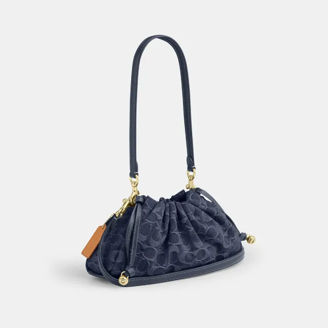 【COACH】蔻馳官方直營 FAYE 經典SIGNATURE丹寧布單肩手袋 單肩包 拉繩包 斜背包-2色任選(CDE45/CDB93)