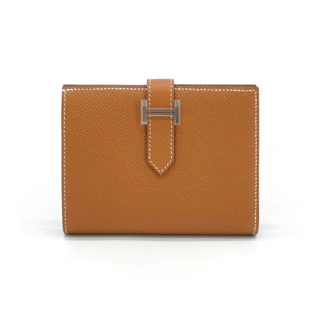 【Hermes 愛馬仕】Bearn Epsom牛皮銀釦對折短夾(Gold金棕)